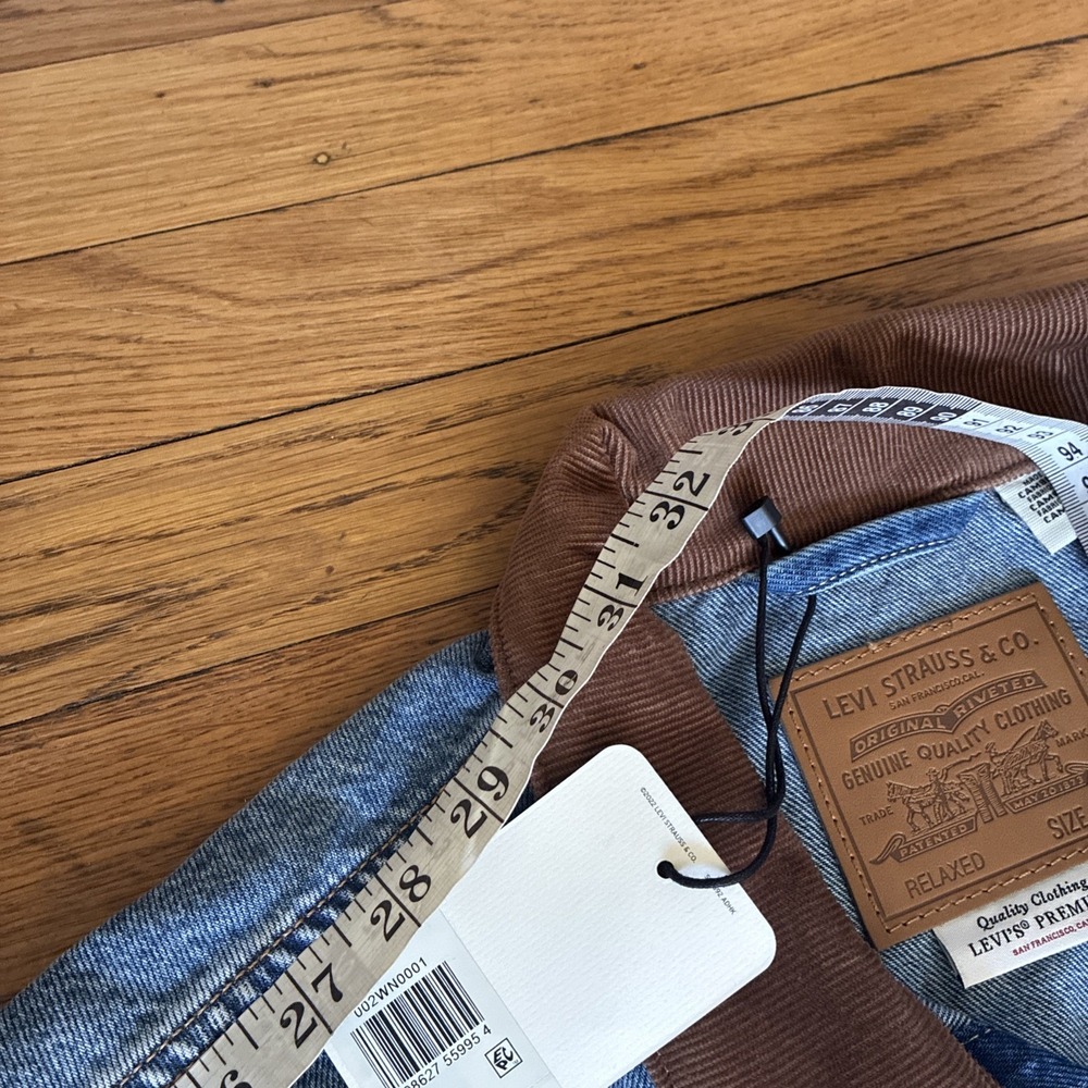 Levi's Western Shorthorn Trucker Jacket Sz L Blue Dark Wash Denim Relaxed NWT ! - Picture 11 of 16